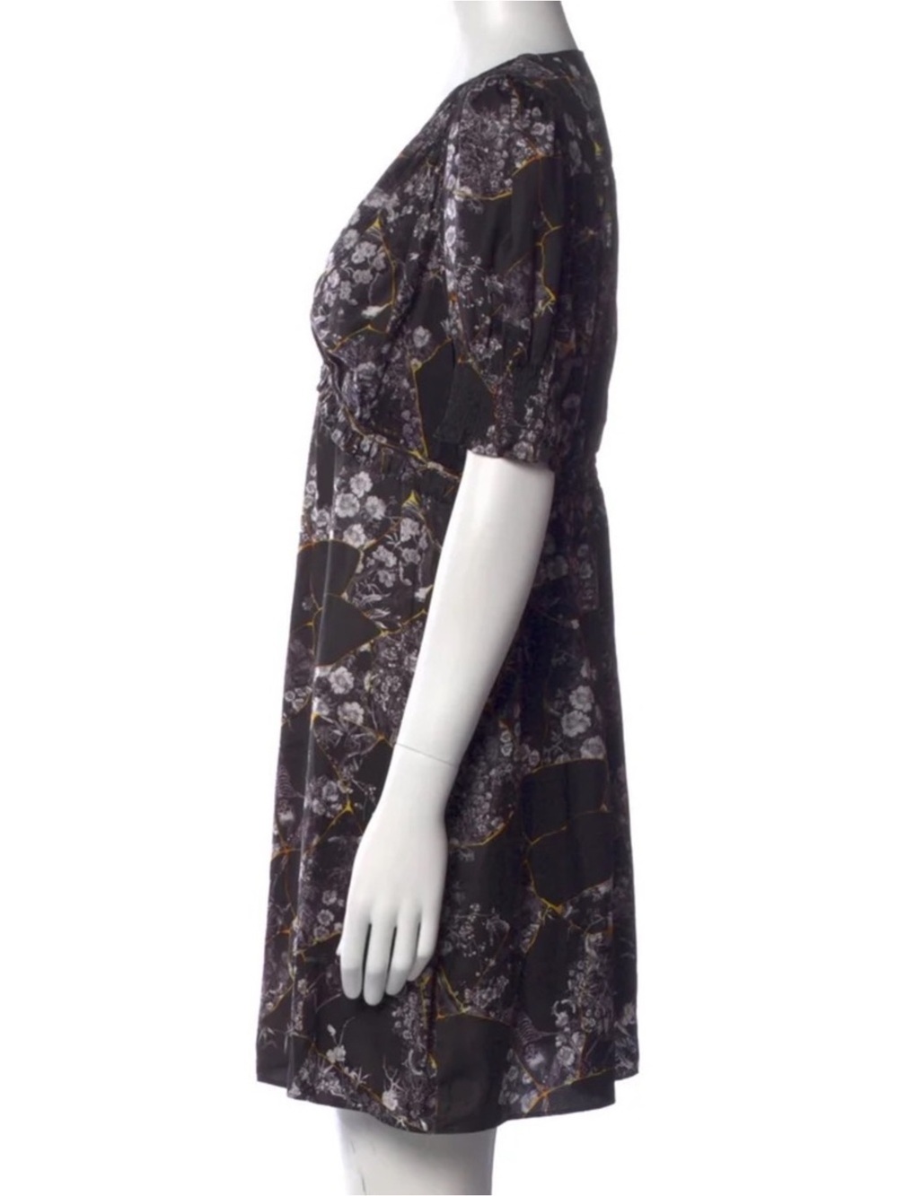 ALL SAINTS Demi Buruberu Floral Dress 8 19” + p2p Black Multi $170 Retail EUC - Picture 5 of 9